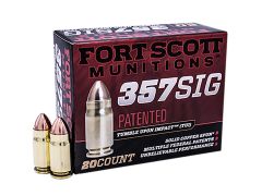 Fort Scott Munitions, 357 Sig, Solid Copper Spun, ammo for sale, ammo buy, tumble upon impact, Ammunition Depot