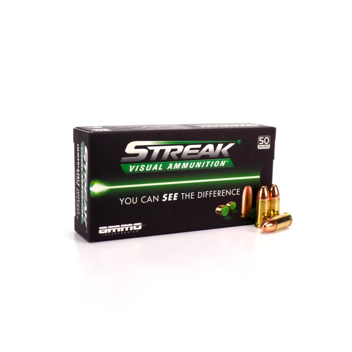 Ammo Inc. STREAK 9mm 115 Grain Non-Incendiary Green Tracer (Case)